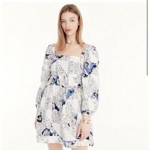 J.Crew Floral Patchwork Mini Dress Cottagecore Puff Sleeve Square Neck Size S
